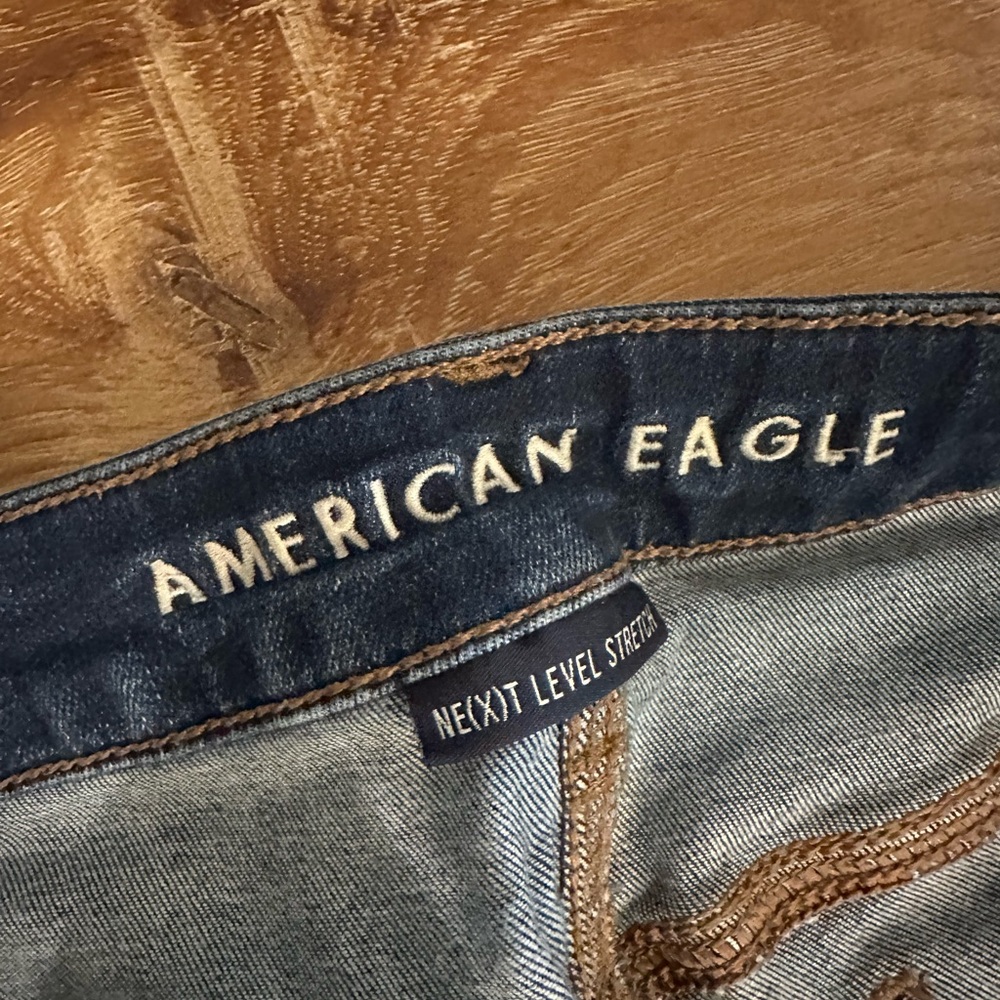 American Eagle Outfitters Ripped Blue Skinny Jeans - Picture 5 of 9